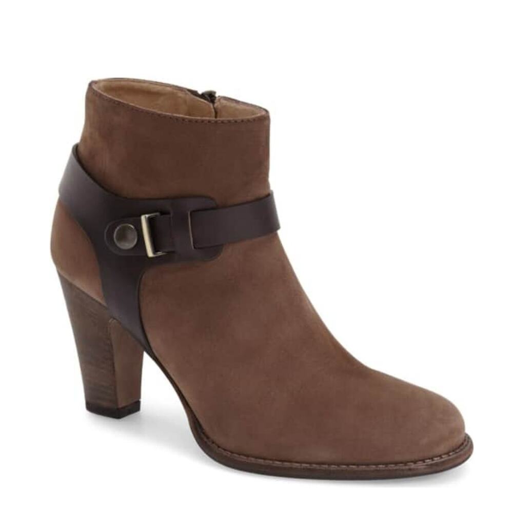 Aquatalia Tara Espresso Brown Numbuk Leather Bootie Sz 9.5 NWB $495